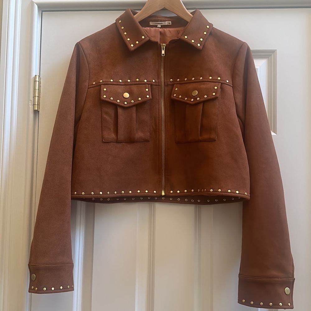 TULAROSA Abbot Faux Suede Cropped Jacket - Picture 2 of 12